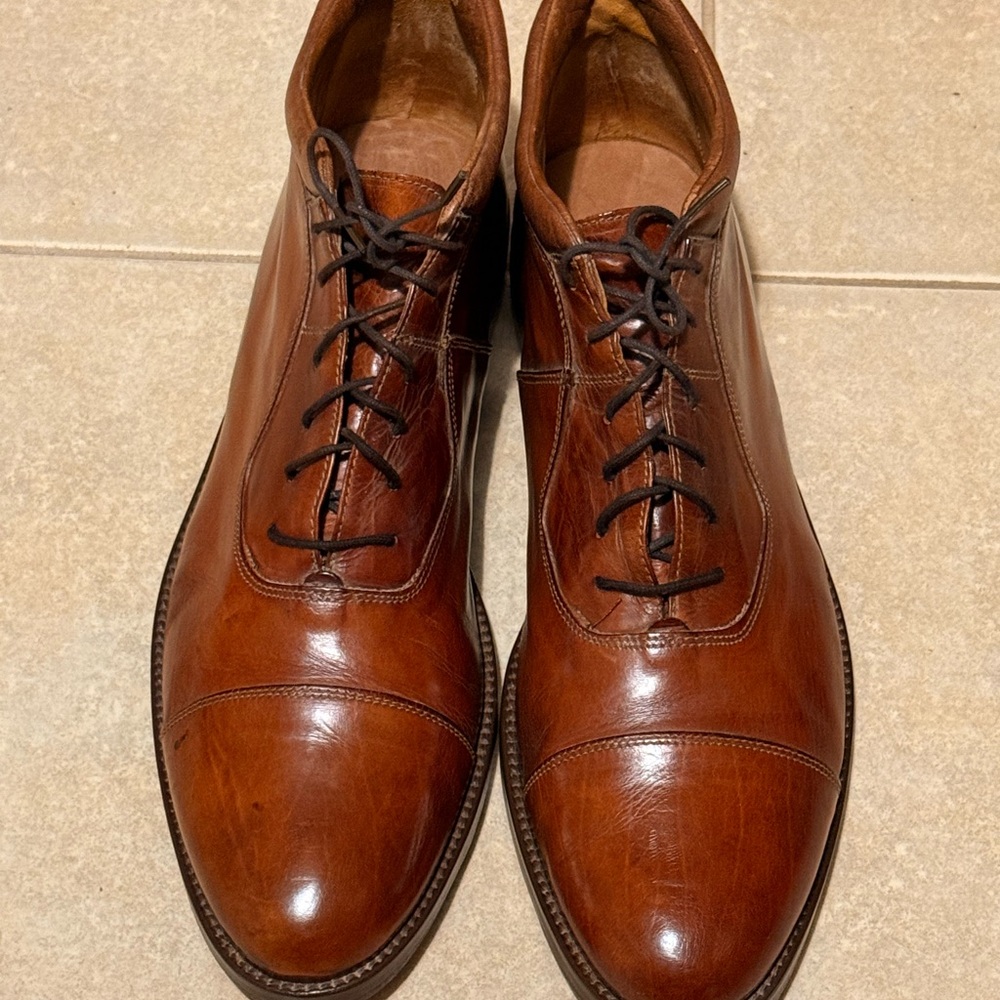 New Johnston&Murphy Leather Ankle Boots Coñac Lace Up Size 11-1/2 Made in  Italy